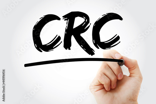 CRC - Cyclic Redundancy Check acronym with marker, technology concept background