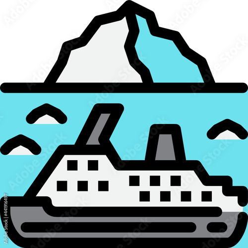 ice breaking cruise color outline icon