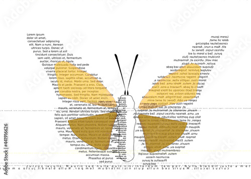 butterfly text protrait.