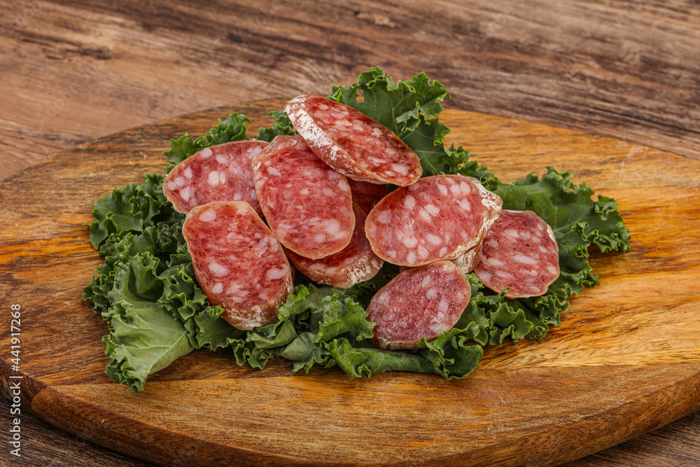 Iberian pork Fuet sausage slices Iberian pork Fuet sausage slices