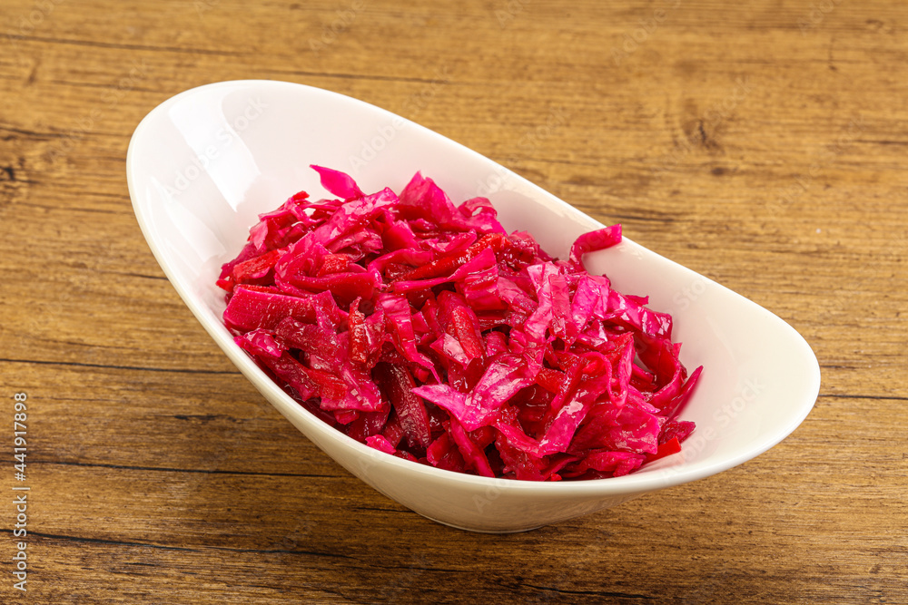 Marinated red cabbage in the bowl Marinated red cabbage in the bowl