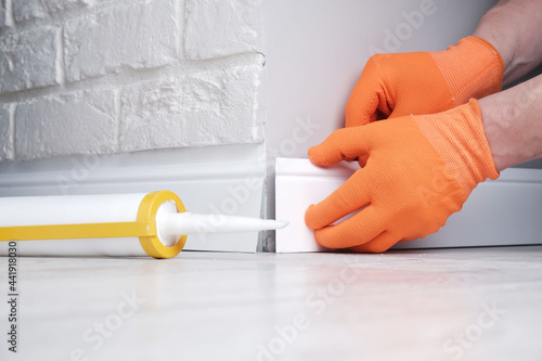 Installation of skirting boards photo