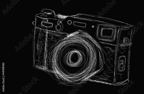 Classic camera hand scribble vector