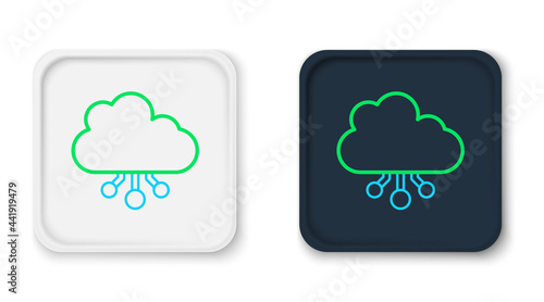 Line Cryptocurrency cloud mining icon isolated on white background. Blockchain technology, bitcoin, digital money market, cryptocoin wallet. Colorful outline concept. Vector