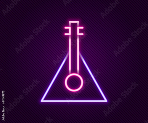 Glowing neon line Musical instrument balalaika icon isolated on black background. Colorful outline concept. Vector