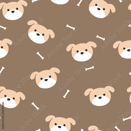 Seamless pattern with cute cartoon puppy for fabric print, textile, gift wrapping paper. colorful vector for textile, flat style