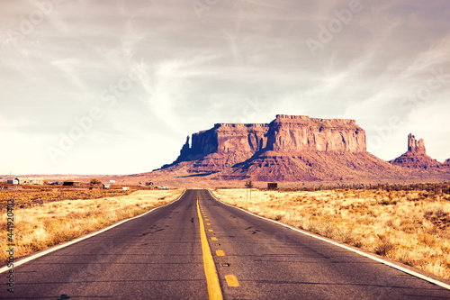 View from highway 163 in Monument Valley near the Utah-Arizona border,  United States. Toned image photo