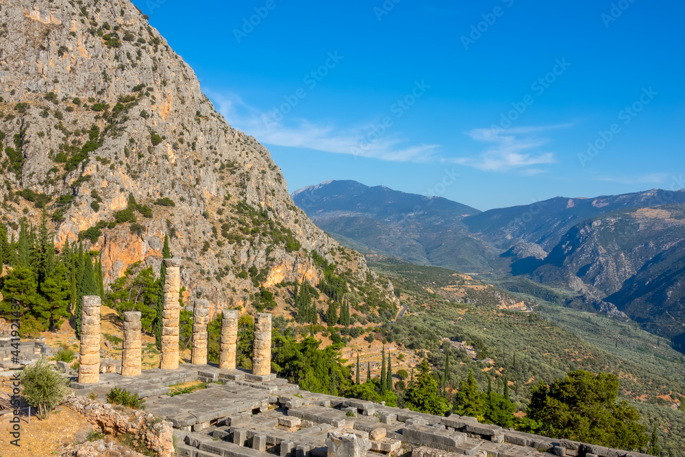 Greek Ruins and Mountains