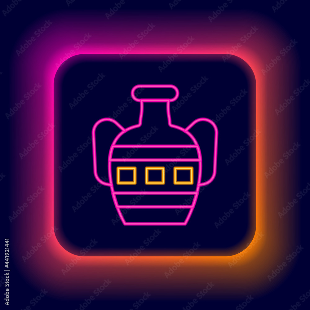 Glowing neon line Ancient amphorae icon isolated on black background. Colorful outline concept. Vector Glowing neon line Ancient amphorae icon isolated on black background. Colorful outline concept. Vector