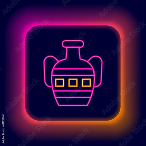 Glowing neon line Ancient amphorae icon isolated on black background. Colorful outline concept. Vector