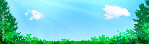 山の中（春、夏）の背景（登山やハイキングの背景）