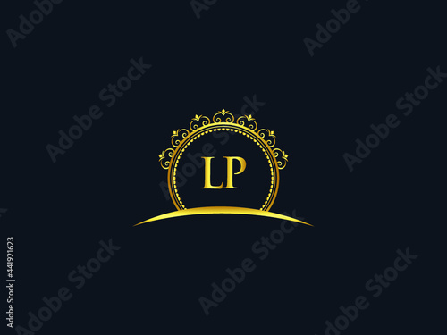 Letter LP Logo, luxury lp logo icon vector for modern Hotel, Heraldic, Jewelry, Fashion, Royalty With Gold Color Image Design