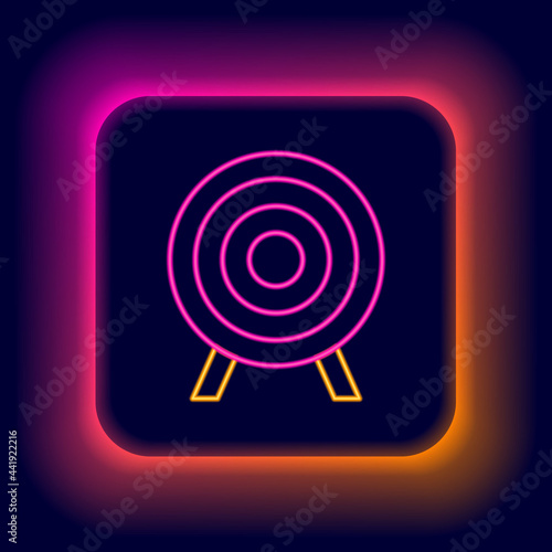 Glowing neon line Target sport icon isolated on black background. Clean target with numbers for shooting range or shooting. Colorful outline concept. Vector