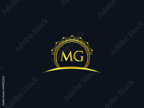 Letter MG Logo, luxury mg logo icon vector for modern Hotel, Heraldic, Jewelry, Fashion, Royalty With Gold Color Image Design
