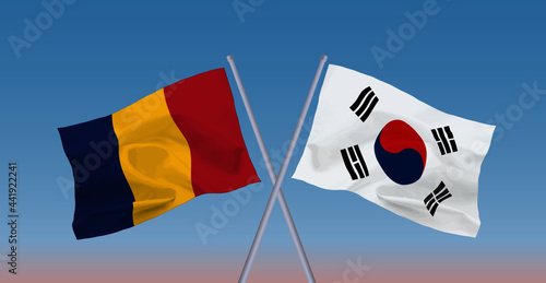 韓国とルーマニアの国旗