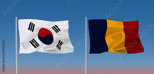 韓国とルーマニアの国旗