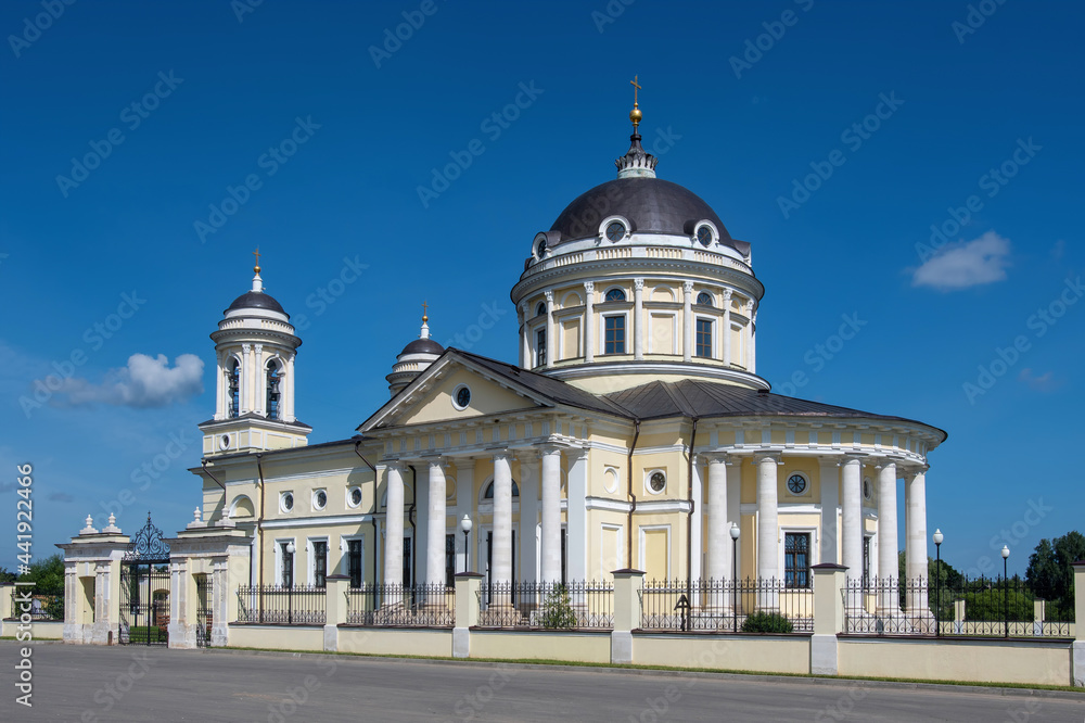 View of Holy Spirit church (Svyato-Dukhovskaya church, late 18th century) at sunny day. Shkin’, Moscow Oblast, Russia.