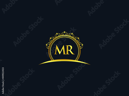 Letter MR Logo, luxury mr logo icon vector for modern Hotel, Heraldic, Jewelry, Fashion, Royalty With Gold Color Image Design