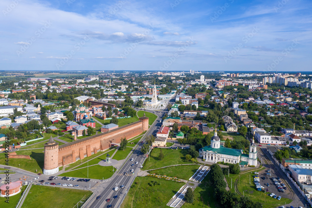 Aerial view of Kolomna town at sunny day. Moscow Oblast, Russia.