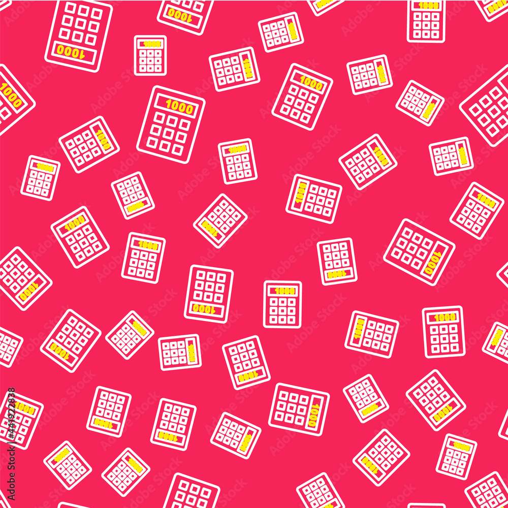 Line Calculator icon isolated seamless pattern on red background. Accounting symbol. Business calculations mathematics education and finance. Vector Line Calculator icon isolated seamless pattern on red background. Accounting symbol. Business calculations mathematics education and finance. Vector