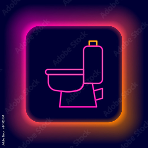 Glowing neon line Toilet bowl icon isolated on black background. Colorful outline concept. Vector