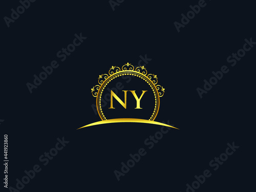 Letter NY Logo, luxury ny logo icon vector for modern Hotel, Heraldic, Jewelry, Fashion, Royalty With Gold Color Image Design photo