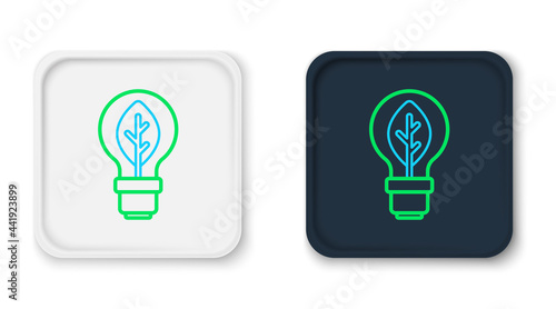 Line Light bulb with leaf icon isolated on white background. Eco energy concept. Alternative energy concept. Colorful outline concept. Vector
