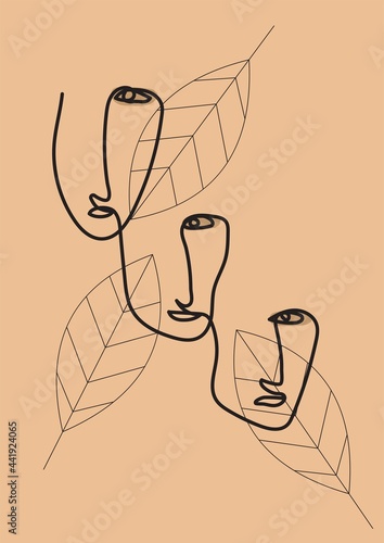 abstract face drawing. hand drawn cubism face drawing