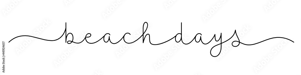 BEACH DAYS black vector monoline calligraphy banner with swashes on white background BEACH DAYS black vector monoline calligraphy banner with swashes on white background