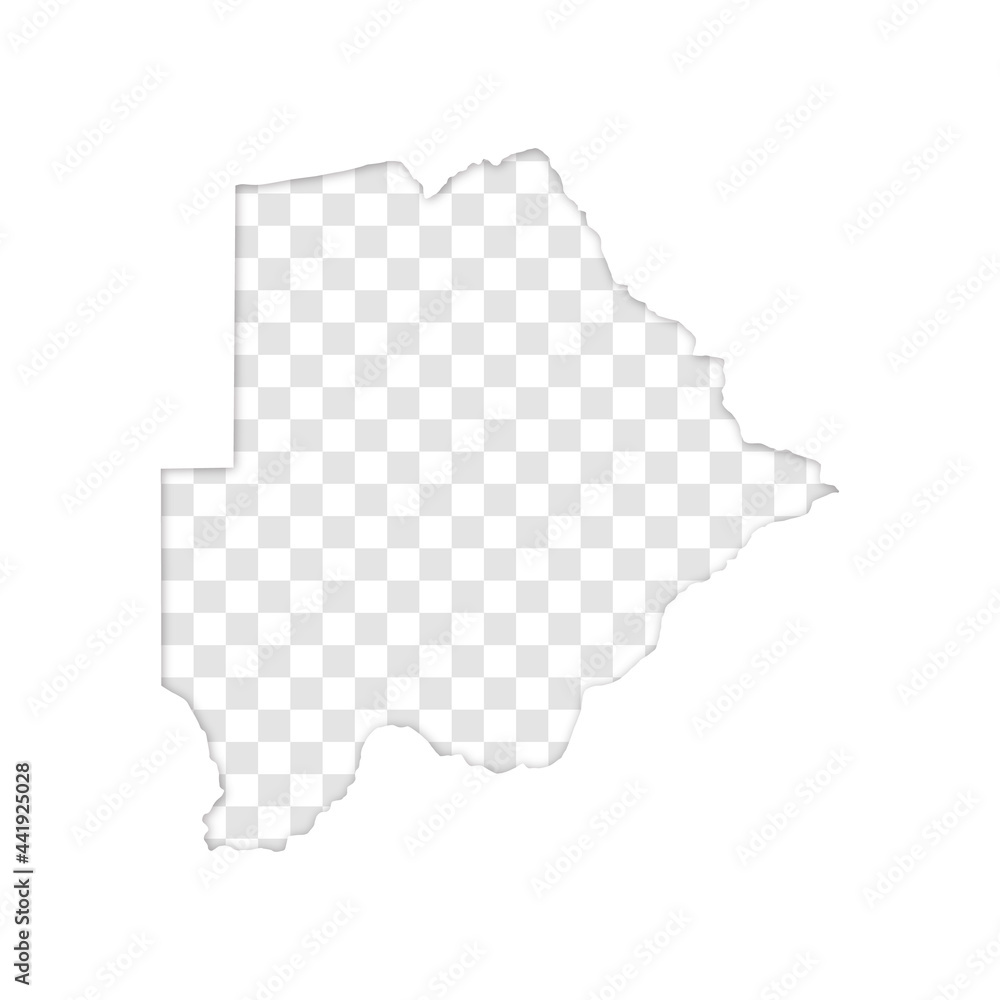 transparent silhouette of Botswana map with shadow