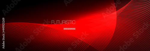 Abstract neon glowing light in the dark with waves. Shiny magic energy and motion concept, vector abstract wallpaper background