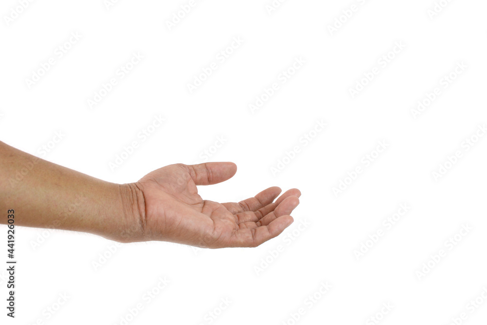 Symbol empty hand holding isolated on the white background.	