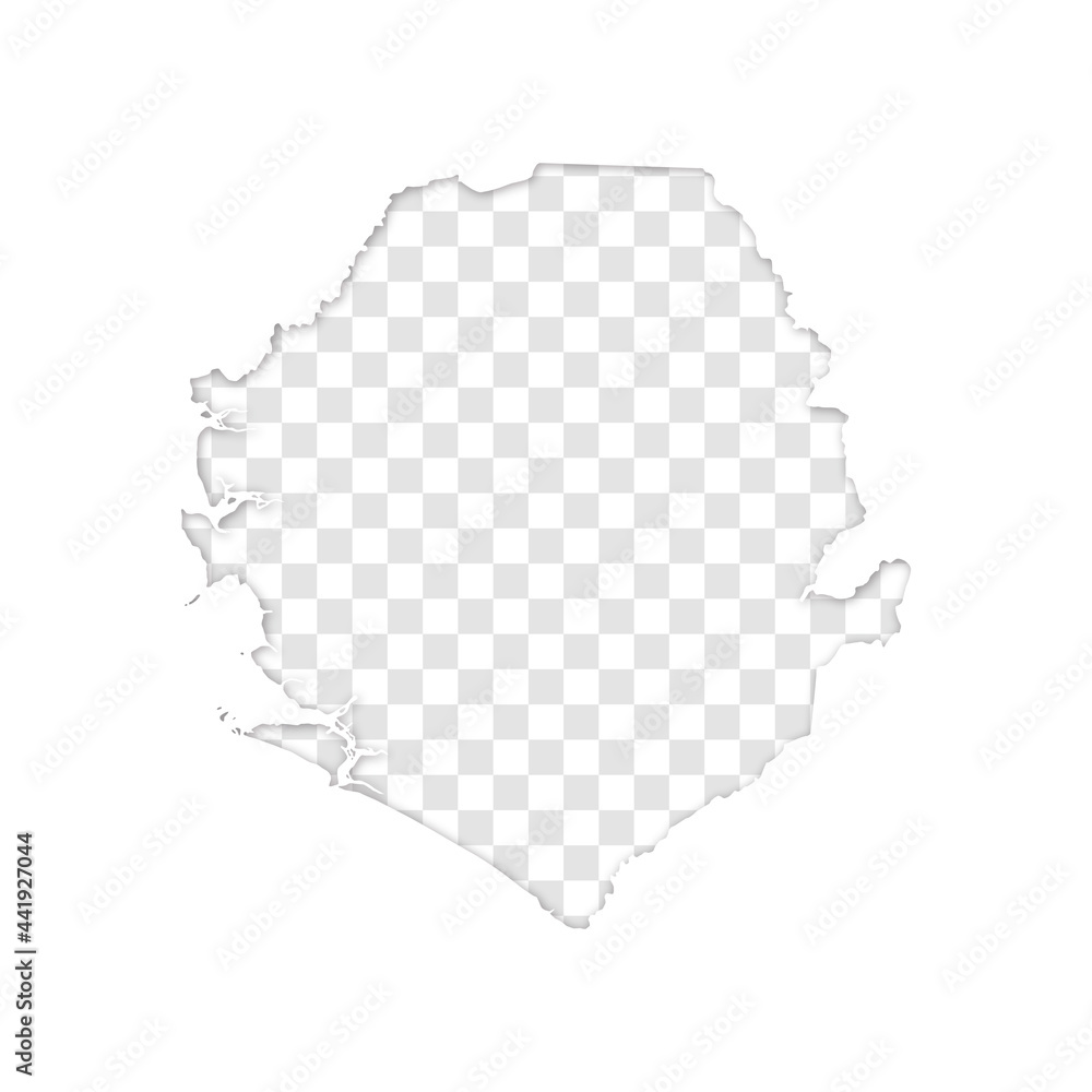 transparent silhouette of Sierre Leone map with shadow