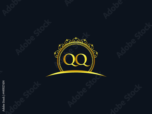 Letter QQ Logo, luxury qq logo icon vector for modern Hotel, Heraldic, Jewelry, Fashion, Royalty With Gold Color Image Design