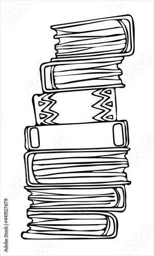 A stack of different books. Vector