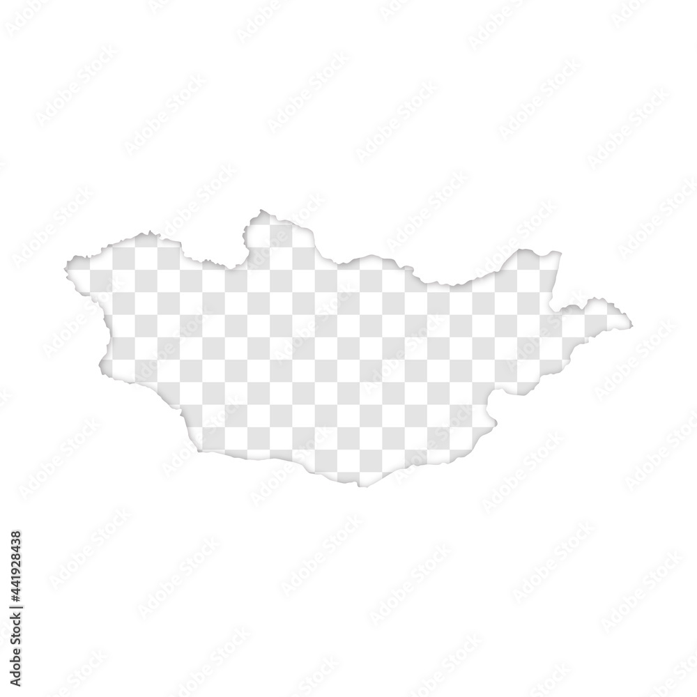 transparent silhouette of Mongolia map with shadow transparent silhouette of Mongolia map with shadow