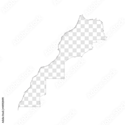 transparent silhouette of Morocco map with shadow