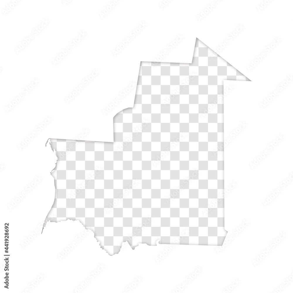 transparent silhouette of Mauritania map with shadow