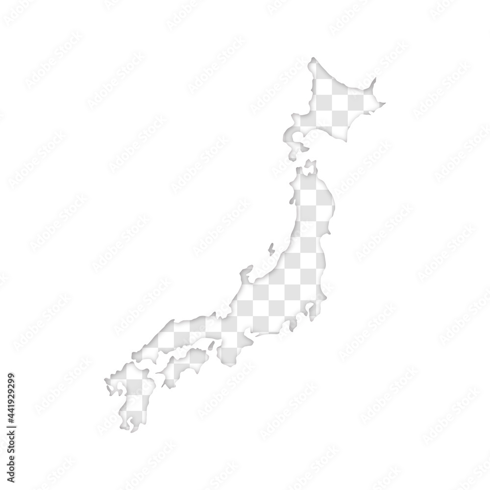 transparent silhouette of Japan map with shadow transparent silhouette of Japan map with shadow
