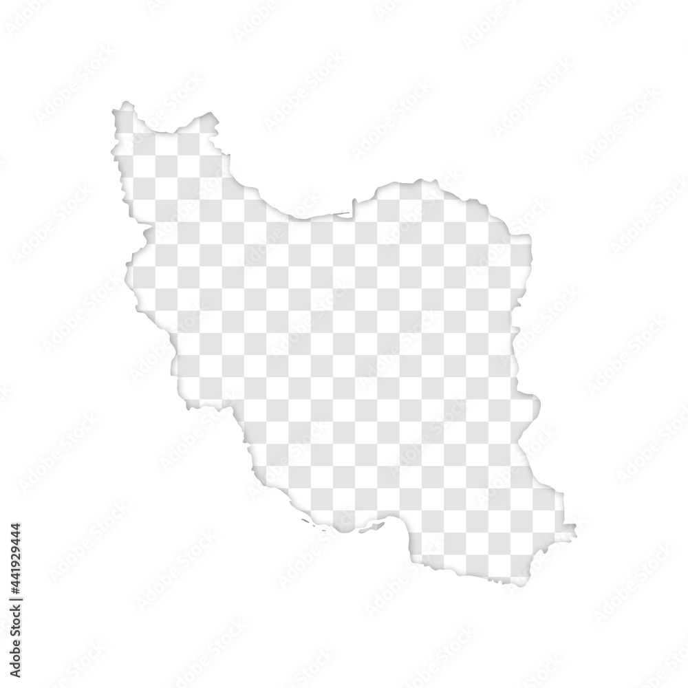 transparent silhouette of Iran map with shadow