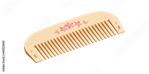 Japanese ornamental comb. Small sakura wooden hair comb.
