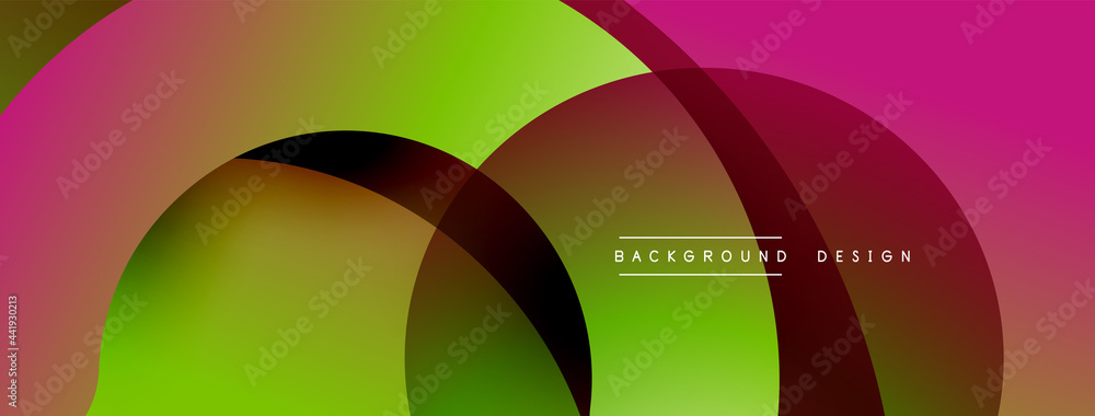 Fototapeta premium Abstract overlapping lines and circles geometric background with gradient colors