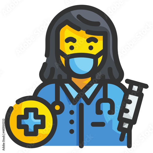 female medical doctor mask line icon