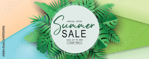 Summer banner template for advertising summer arrivals collection or seasonal sales promotion