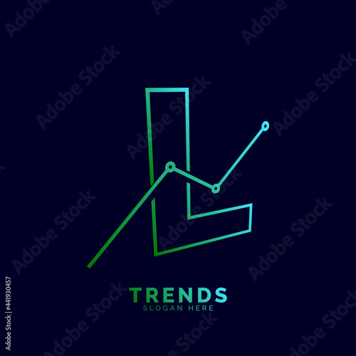 dynamic outline letter L trends statistic vector logo design