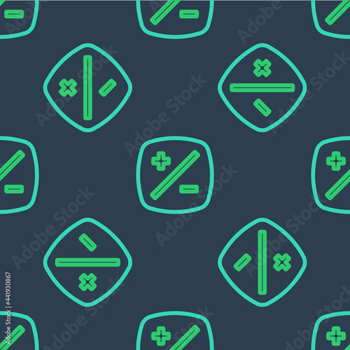 Line Exposure compensation icon isolated seamless pattern on blue background. Vector