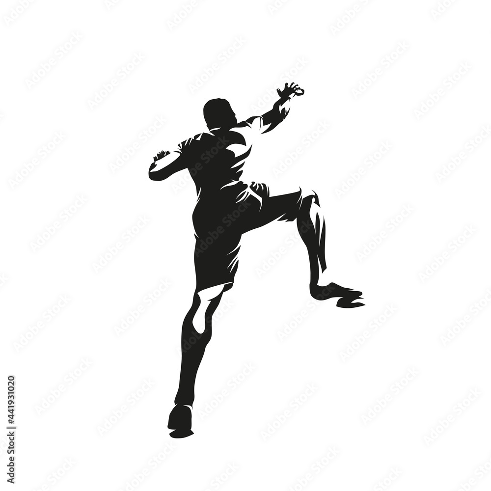 Indoor bouldering, isolated vector silhouette, ink drawing. Climber, boulderer, rock clibing sport