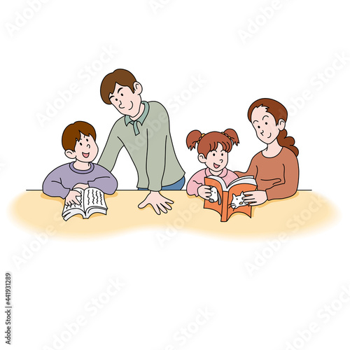 読書する家族