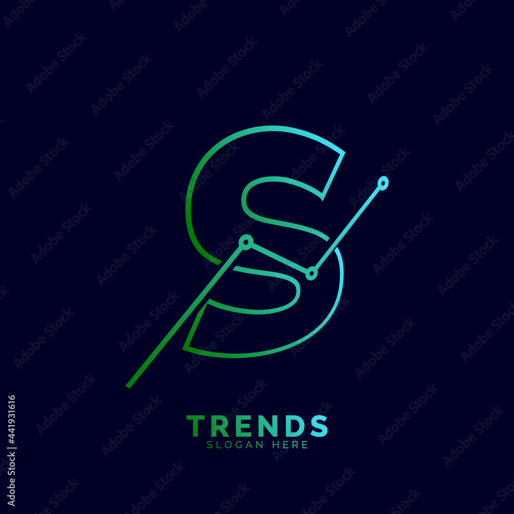 dynamic outline letter S trends statistic vector logo design dynamic outline letter S trends statistic vector logo design