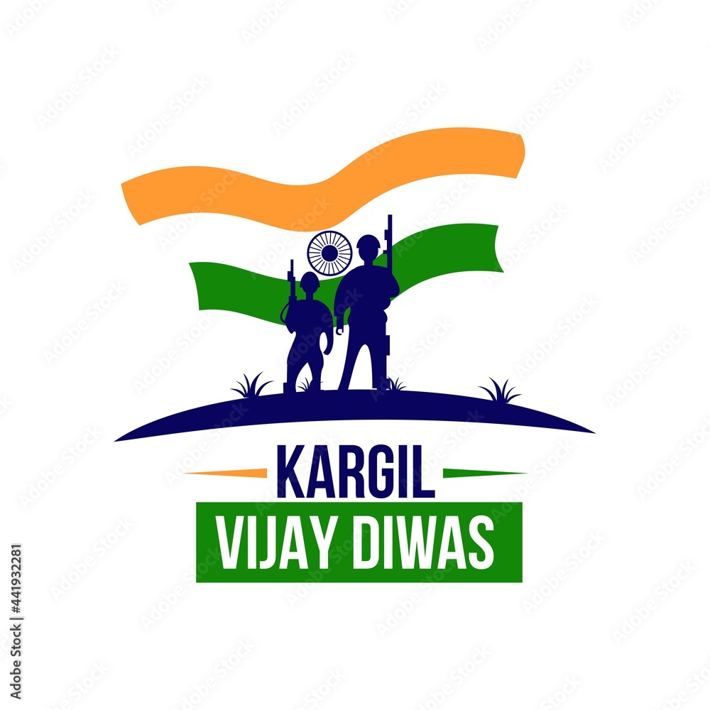 illustration of silhouettes of soldiers abstract concept for Kargil Vijay Diwas, banner. Vector illustration